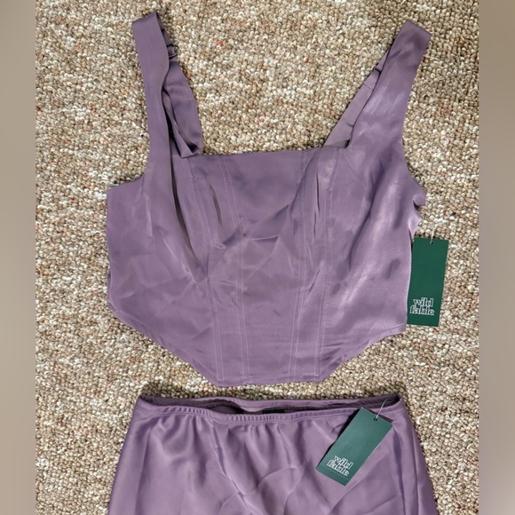 Wild Fable Lavender Women XS/XXS Set Skirt Top Slip Lace Spring Club Sexy - Picture 2 of 10